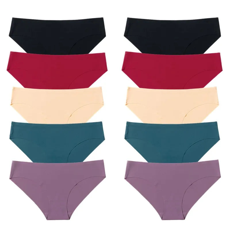 BZEL 10PCS/Set Seamless Women's Panties Silk Satin Underwear Health Comfort Lingerie Sport Breathable Briefs Underpants Hot Sale