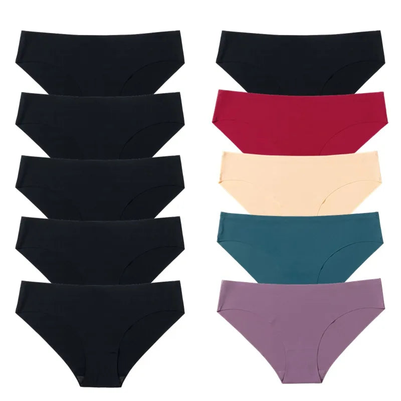 BZEL 10PCS/Set Seamless Women's Panties Silk Satin Underwear Health Comfort Lingerie Sport Breathable Briefs Underpants Hot Sale