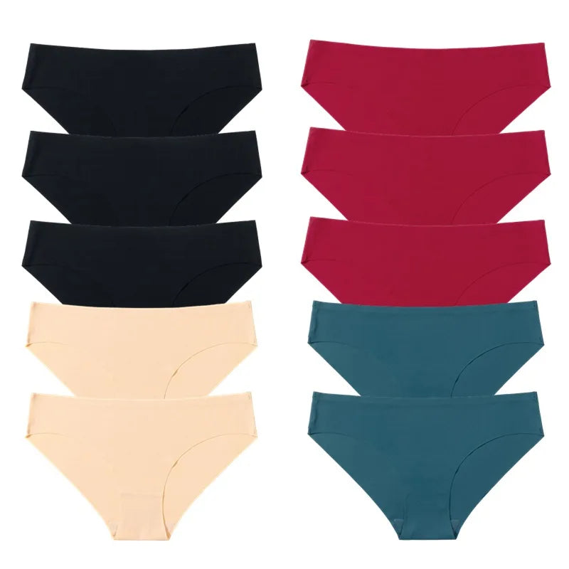 BZEL 10PCS/Set Seamless Women's Panties Silk Satin Underwear Health Comfort Lingerie Sport Breathable Briefs Underpants Hot Sale