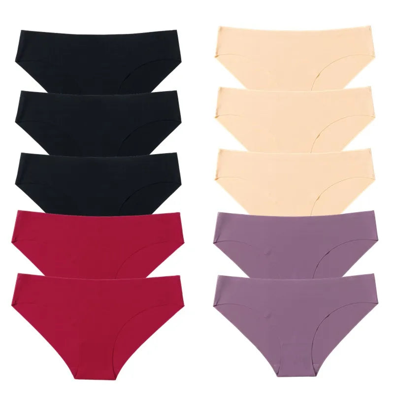 BZEL 10PCS/Set Seamless Women's Panties Silk Satin Underwear Health Comfort Lingerie Sport Breathable Briefs Underpants Hot Sale