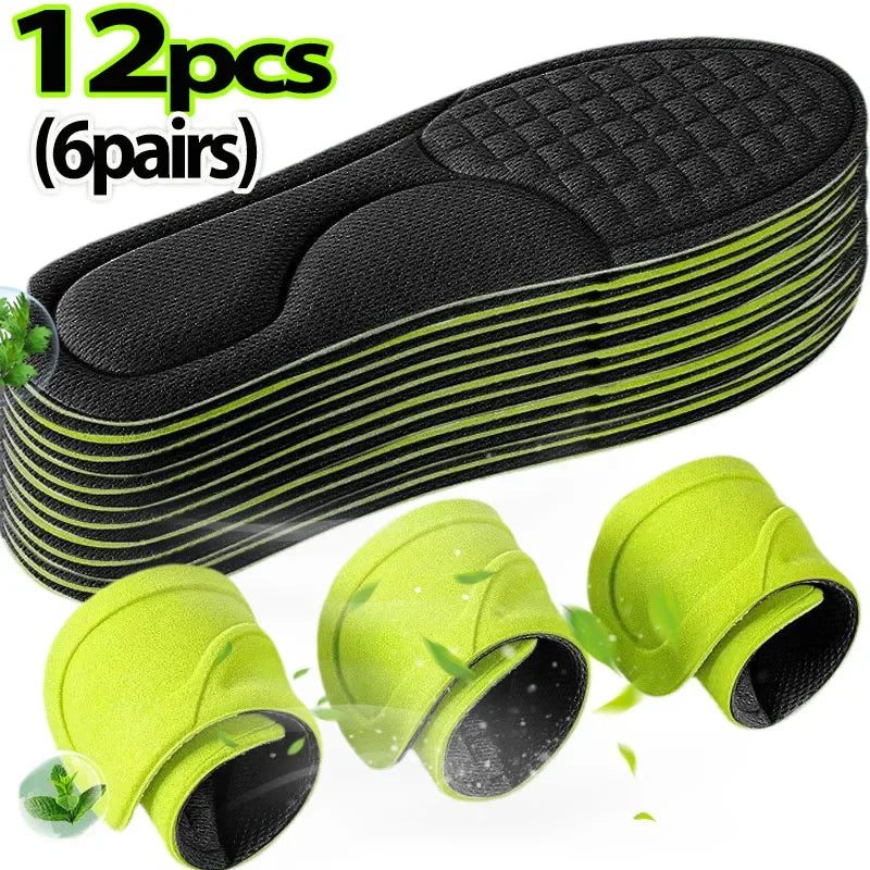 2/12pcs Unisex Memory Foam Orthopedic Insoles Deodorizing Insole Shoes Sports Absorbs Sweat Soft Antibacterial Shoe Accessories