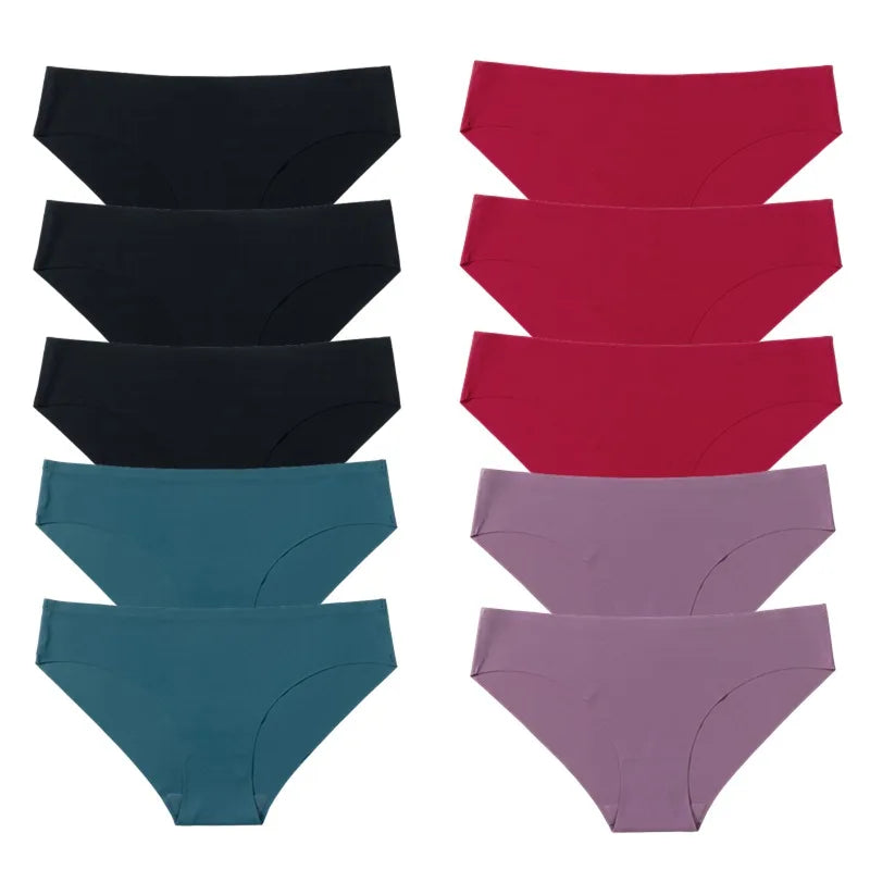 BZEL 10PCS/Set Seamless Women's Panties Silk Satin Underwear Health Comfort Lingerie Sport Breathable Briefs Underpants Hot Sale