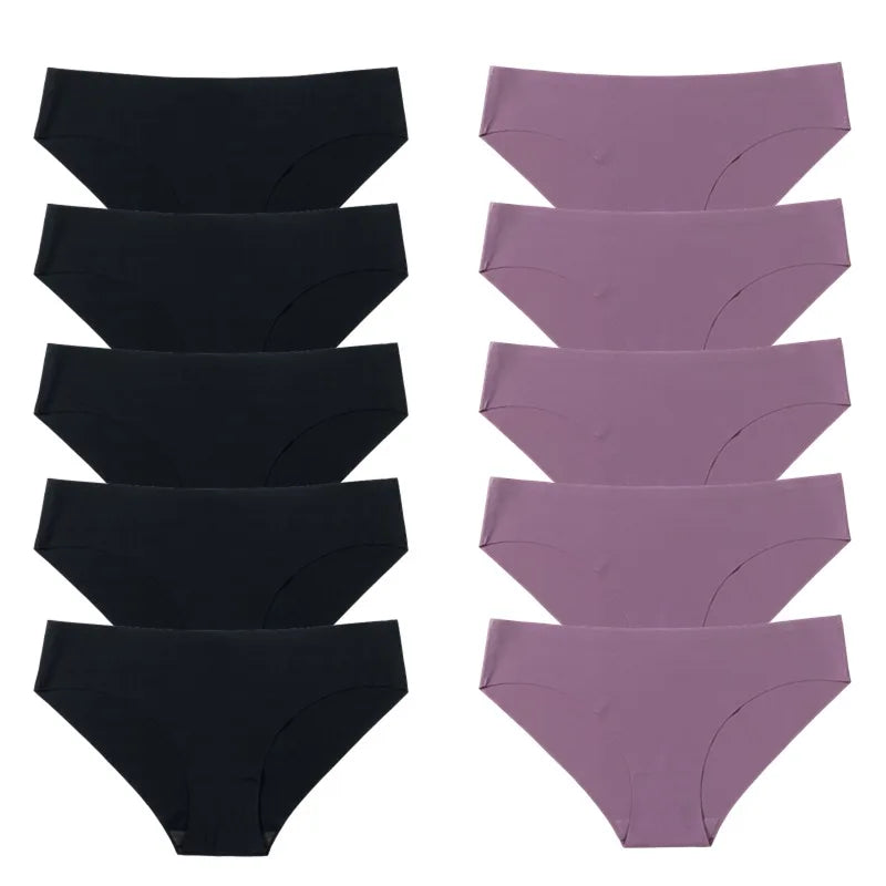 BZEL 10PCS/Set Seamless Women's Panties Silk Satin Underwear Health Comfort Lingerie Sport Breathable Briefs Underpants Hot Sale