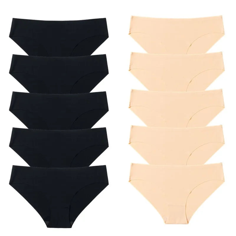 BZEL 10PCS/Set Seamless Women's Panties Silk Satin Underwear Health Comfort Lingerie Sport Breathable Briefs Underpants Hot Sale