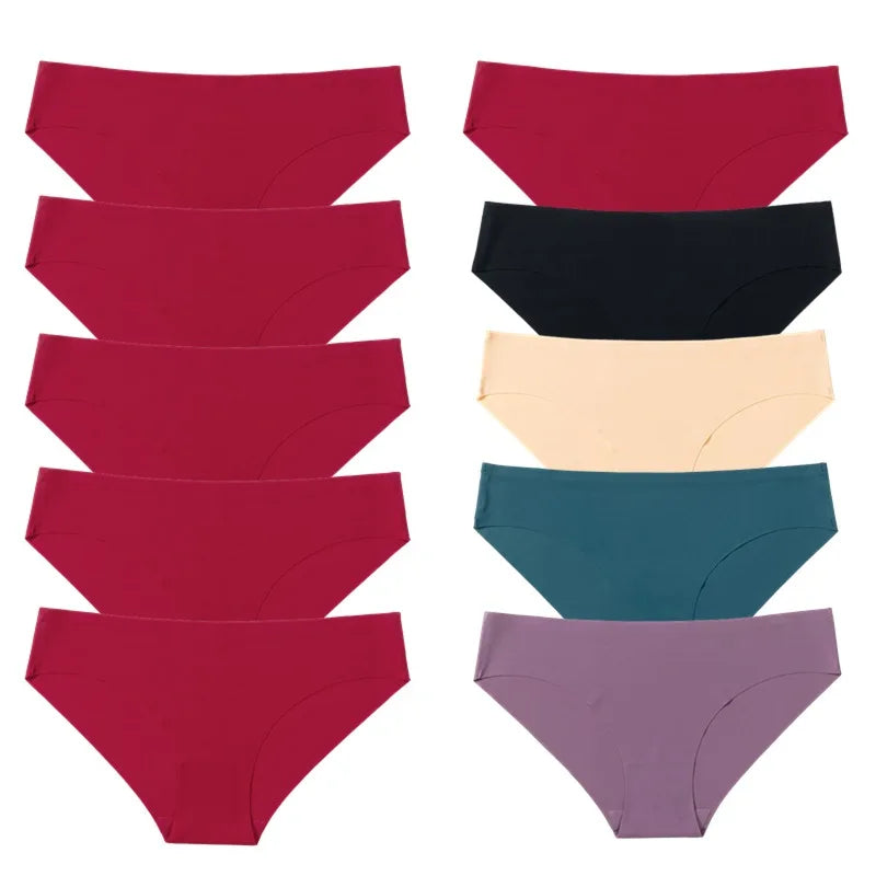 BZEL 10PCS/Set Seamless Women's Panties Silk Satin Underwear Health Comfort Lingerie Sport Breathable Briefs Underpants Hot Sale